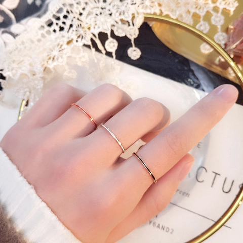 Moderner Titanstahl Emaille Ultradünner Bandring Für Damen Roségold Geometrischer Fingerring Minimalistischer Stapelschmuck Geschenk