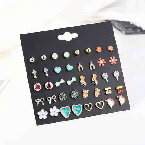 Mädchen Ohrstecker Legierung Emaille Strass Mit Stahlstift Bunte Niedliche Tier Essen Form Schmuck Für Kinder