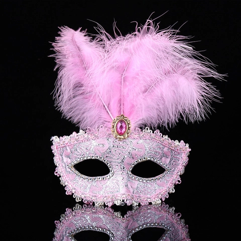 Maskeraden Maske Feder Spitze Kunststoff Kostüm Zubehör Für Halloween Weihnachten Party Performance Elegant Vintage Damen