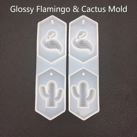 Diy Silikonform Flamingo Kaktus Sechseck Spiegeloberfläche Für Harzguss Schmuckherstellung Anhänger
