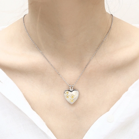 Collana con Pendente a Cuore Urna Crematoria per Animali Domestici in Acciaio Inossidabile con Impronta di Zampa Gioiello per Ceneri
