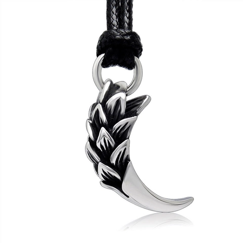 Retro Dragon Scale Wolf Tooth Pendant Necklace 316L Stainless Steel Vintage Claw Gothic Jewelry For Men And Women