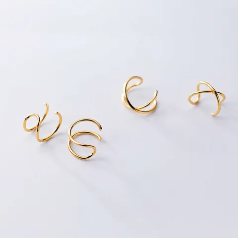 Pendientes De Clip Sin Agujero De Plata Esterlina 925 Cruz En Capas Minimalista Geométrico Ear Cuffs Unisex Chic