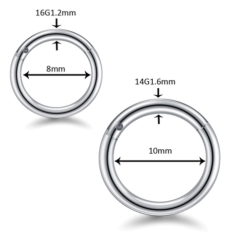Stainless Steel Hinged Segment Ring For Nose Ear Lip Piercing Jewelry 16G 14G Clicker Hoop Earrings For Unisex Body Jewelry