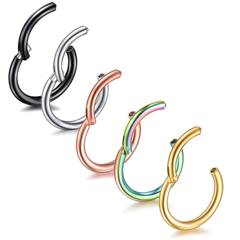 Stainless Steel Hinged Segment Ring For Nose Ear Lip Piercing Jewelry 16G 14G Clicker Hoop Earrings For Unisex Body Jewelry