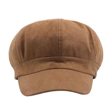 Vintage Baker Boy Mütze Damen Wildlederoptik Verstellbar Warm Schirmmütze Herbst Winter Retro Stil Einfarbig