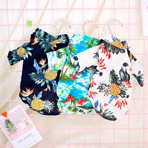 Chemise Hawaïenne Pour Animaux Été Imprimé Tropical Ananas Vêtements Respirants Pour Petits Chiens Chats Plage