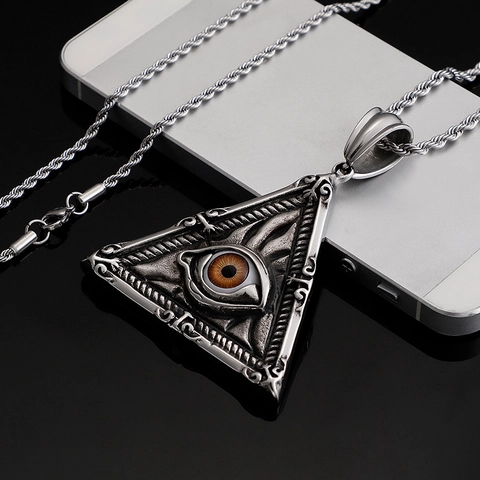 Collana Con Pendente A Triangolo Occhio Della Provvidenza Vintage Acciaio Inossidabile Punk Goth Hip Hop Gioielli Da Uomo