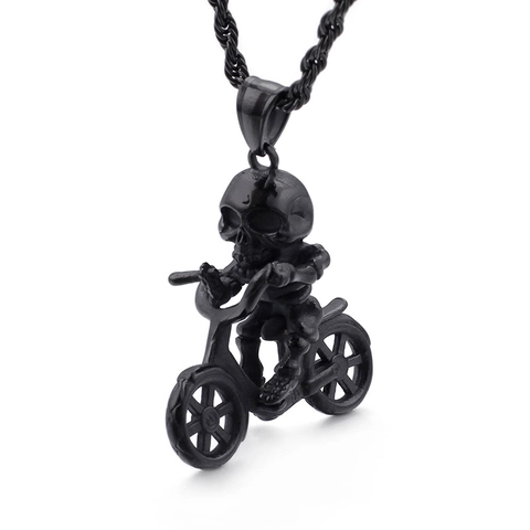 Pendaglio Motociclista Teschio In Acciaio Inossidabile Gioielli Hip Hop Punk Gotico Rock Per Uomo Regalo
