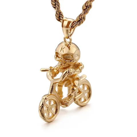 Pendaglio Motociclista Teschio In Acciaio Inossidabile Gioielli Hip Hop Punk Gotico Rock Per Uomo Regalo