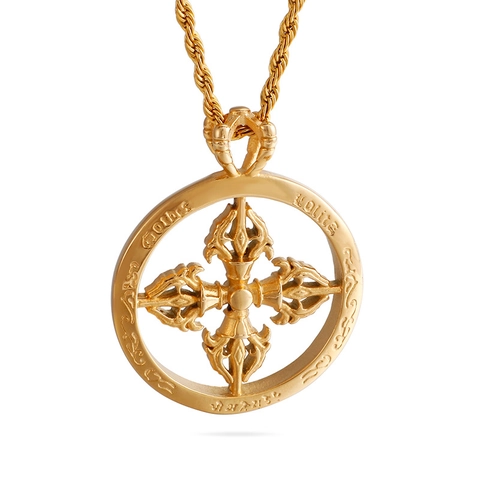 Pendentif Croix Double Vajra En Acier Inoxydable Bijoux Gothiques Punk Religieux Rétro Pour Hommes