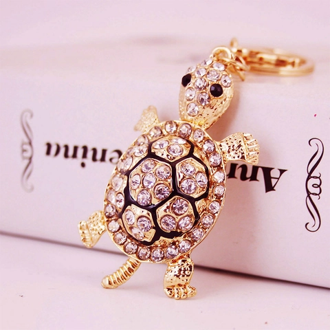 Portachiavi Tartaruga Oro Lega Di Zinco Brillanti Strass Cechi Ciondolo Borsa Tartaruga Marina Gioielli Regalo Donne Uomini