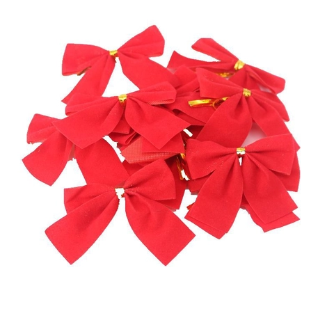 Christmas Tree Bow Ornaments Flocking Cloth Glitter Ribbon Hanging Decoration For Gift Wrapping Holiday Home Party Decor