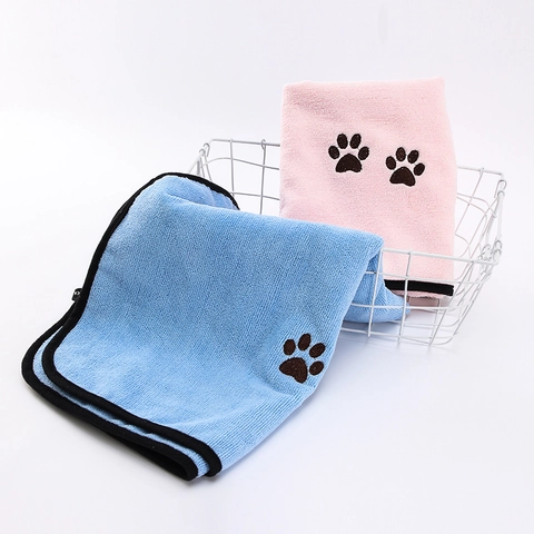 Serviette De Bain Pour Animaux En Microfibre Super Absorbante Séchage Rapide Épaissie Douce Chien Chat Avec Empreinte De Patte