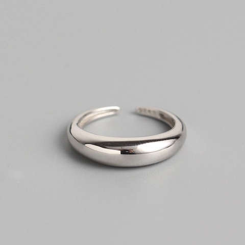 Anello In Argento Sterling 925 Regolabile Minimalista Geometrico Sfaccettato Design A Onde Stile Coreano Gioielli Da Donna
