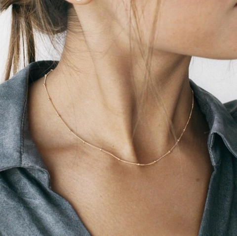 Minimalistische 18K Vergoldete Kupfer Perlenkette Für Damen Trendy Ins Stil Schichtung Saturn Perle Gliederkette Schmuck