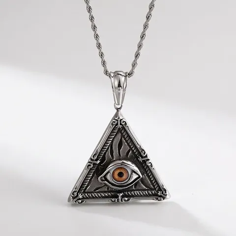 Collana Con Pendente A Triangolo Occhio Della Provvidenza Vintage Acciaio Inossidabile Punk Goth Hip Hop Gioielli Da Uomo
