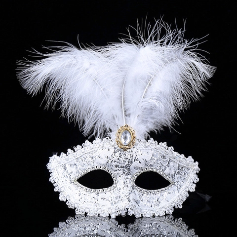Maskeraden Maske Feder Spitze Kunststoff Kostüm Zubehör Für Halloween Weihnachten Party Performance Elegant Vintage Damen