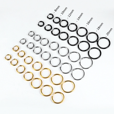 Stainless Steel Hoop Earrings Minimalist Round Circle Hinged Huggie Jewelry Accessory Hip Hop Fashion For Men Women
