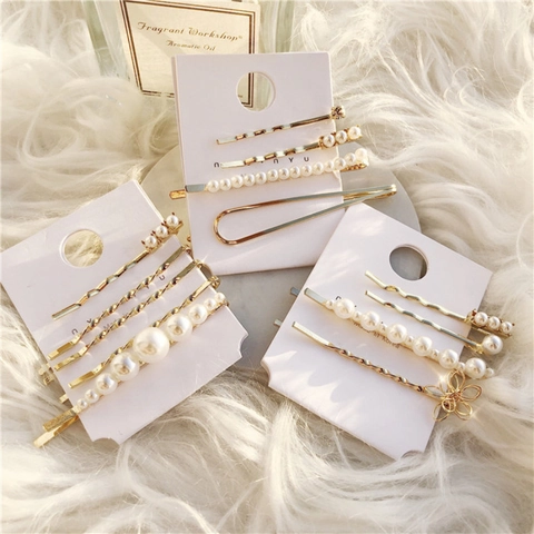 Fermagli Per Capelli In Lega Künstliche Perle Sintetiche Geometrico Strass Fiore Forcine Eleganti Accessori Per Capelli