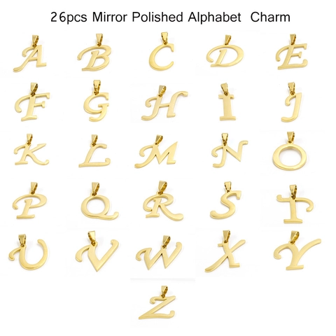 Alphabet Anhänger 304 Edelstahl 18K Vergoldet Spiegelpoliert Buchstaben Pendants Für DIY Schmuckherstellung Zubehör