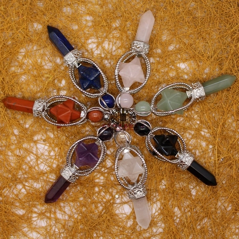 Natural Crystal Merkaba Star Pendulum Pendant Hexagonal Column Rotating Spiritual Healing Stone Necklace For Men Women Jewelry Gift