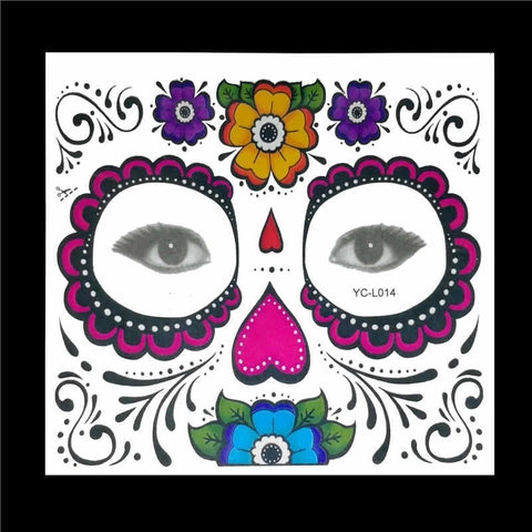 Halloween Gesicht Temporäre Tattoos Wasserdicht Zucker Schädel Tag Der Toten Floral Skelett Aufkleber Für Maskenball Party Makeup