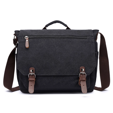 Herren Segeltuch Umhängetasche Business Aktentasche Laptop Aufbewahrung Retro Umhängetasche Handtasche Mit Mikrofaser Leder Akzenten