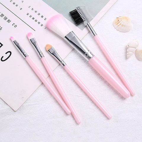 Professionelle Make-up-Pinsel Synthetikfaserborsten Kunststoffgriff Aluminiumzwinge Tragbare Kosmetikwerkzeuge Lidschatten Rouge Lippen Pink Schwarz