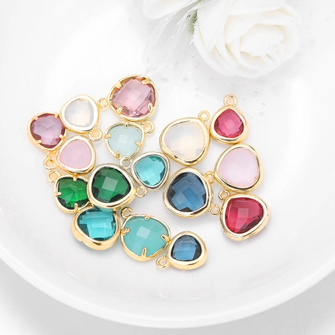 Tropfen Facettierte Glas Edelstein Anhänger Vergoldete Kupferrahmen Charms Für DIY Ohrring Halskette Schmuckherstellung