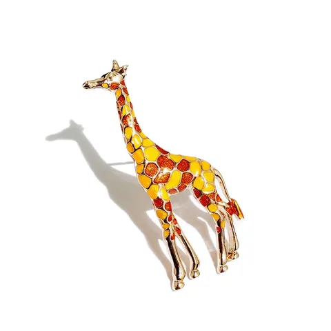 Retro Giraffe Animal Brooch Pin For Men Women Alloy Enamel Colorful Vintage Suit Lapel Accessories