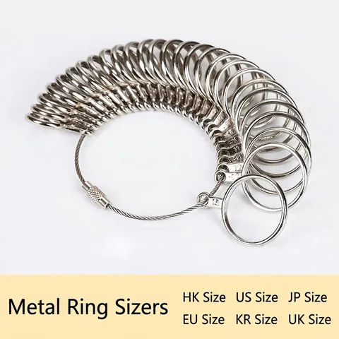 Ring Sizer Finger Measurement Gauge Professional Metal Jewelry Sizing Circles Multi Scale Jewelry Making Tools Silver Tone