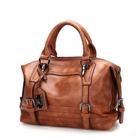 Borsa Boston Da Donna In Morbida Pelle PU Vintage Borsa A Mano Con Tracolla Rimovibile Moda Casual