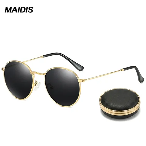 Occhiali Da Sole Rotondi Retrò Montatura Metallo Polarizzati Protezione UV400 Stile Steampunk Moda Uomo Donna