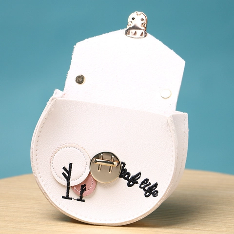 Mini Coin Purse PU Leather Embroidered Tree Small Pouch With Metal Lock And Keychain For Women Girls