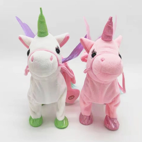 Peluche Di Unicorno Elettrico Camminante Giocattolo Pony Cantante E Danzante Con Guinzaglio Telecomando Bambola Animata Regalo Per Bambini