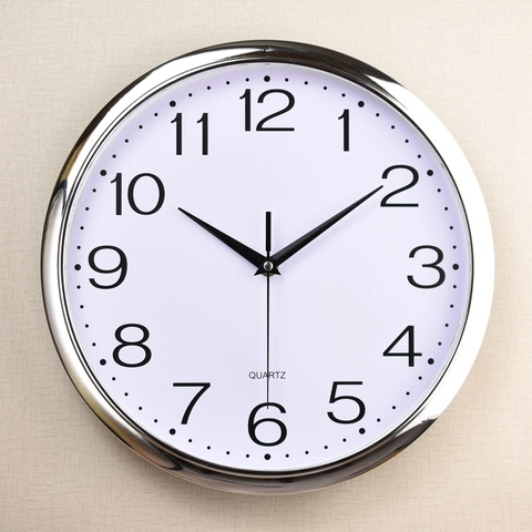 Stille Wanduhr Quarzwerk Rund Galvanisierter Kunststoff Große Arabische Ziffern Lumineszierend Haus Büro Dekor