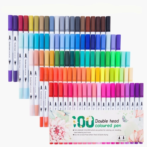 Dual Tip Penseelstiften Fine Point Markers Watergebaseerde Inkt Niet-Giftig Sneldrogend Voor Kleuren Tekenen Schetsen Kalligrafie