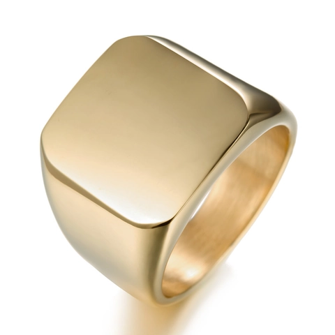 Titanstahl Quadratischer Siegelring Für Damen Herren Minimalistisch Poliert Hip Hop Geometrischer Zeigefinger Band Modeschmuck