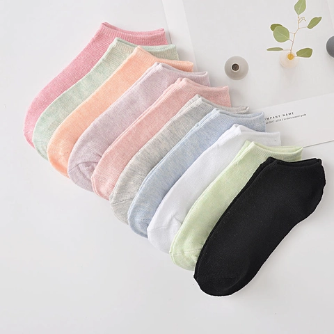 Women Cotton Boat Socks Solid Macaron Color Low Cut Invisible Breathable Casual Ankle Socks No Show Socks