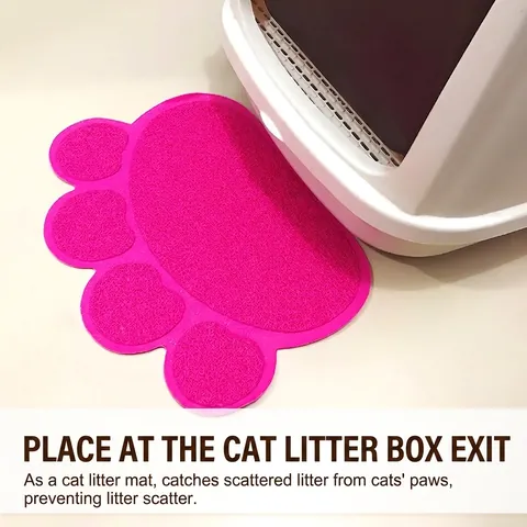 Tapis De Litière Pour Chat En Boucle De Fil PVC Forme De Patte Antidérapant Imperméable Pour Bac À Litière Nettoyage Facile