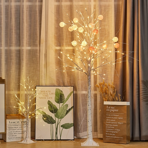 LED Artificial Birch Tree Light Warm White Branches USB Plug In Powered For Christmas Holiday Indoor Home Decoration
