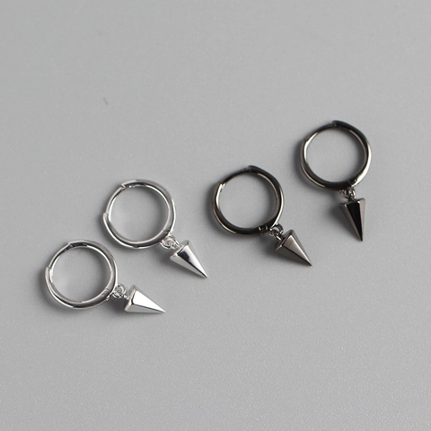 Orecchini A Cerchio In Argento Sterling 925 Con Pendente A Punta Conica Gioielli Punk Geometrici Minimalisti Da Donna