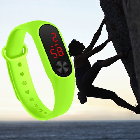 Fashion LED Digital Sports Watch With Adjustable Silicone Strap Slim Electronic Bracelet For Men Women Students Casual