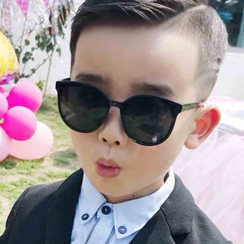 Kinder Sonnenbrille UV400 Schutz Katzenauge Rund PC Rahmen AC Gläser Modische Brille Für Jungen Und Mädchen