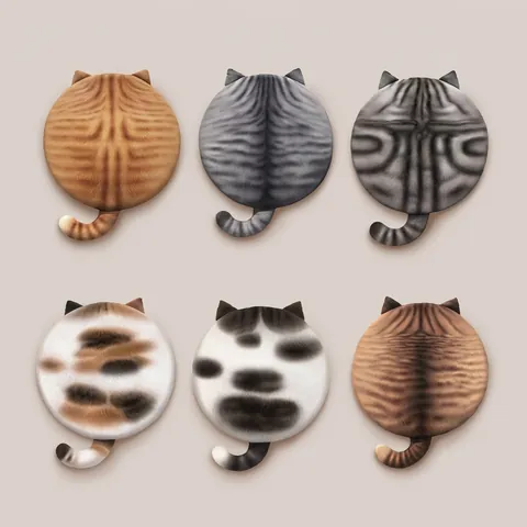 Cartoon Cat Back Seat Cushion Plush Round Chair Pad Memory Foam Soft Turtle Pillow Home Office Decor Cute Simulation
