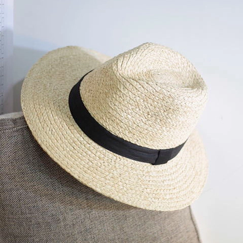 Women Raffia Straw Fedora Hat Breathable Summer Beach Sun Hat With Ribbon Decoration Adjustable Jazz Panama Style
