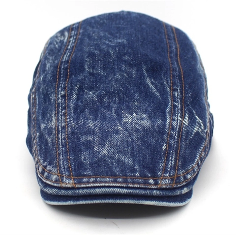 Vintage Washed Cotton Denim Beret Hat For Women Men Adjustable Newsboy Cap Flat Cap Sunshade Outdoor Casual Fashion Hat