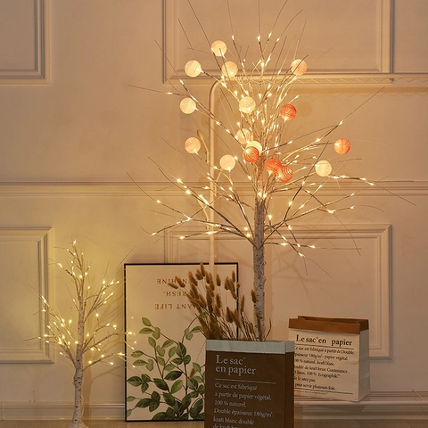 LED Artificial Birch Tree Light Warm White Branches USB Plug In Powered For Christmas Holiday Indoor Home Decoration