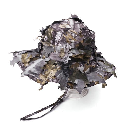Chapeau De Pêcheur Camouflage Feuilles 3D Polyester Tactique Chasse Pêche Casquette Protection Solaire Extérieur Pour Hommes